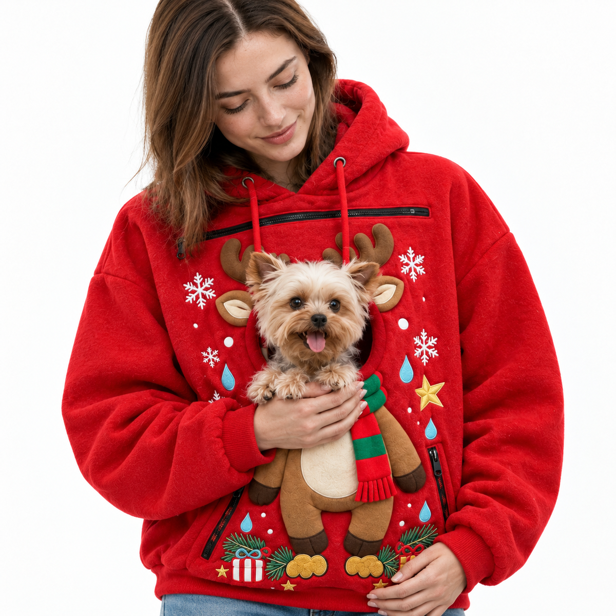 Sudadera navideña con bolsillo para tu perro